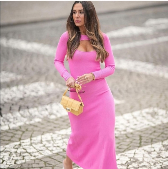 Zara * cut out knit dress pink maxi midi - Picture 5 of 12
